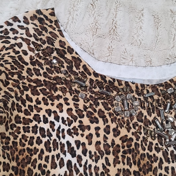 EUC Caché Beaded Leopard Sweater - Picture 4 of 5